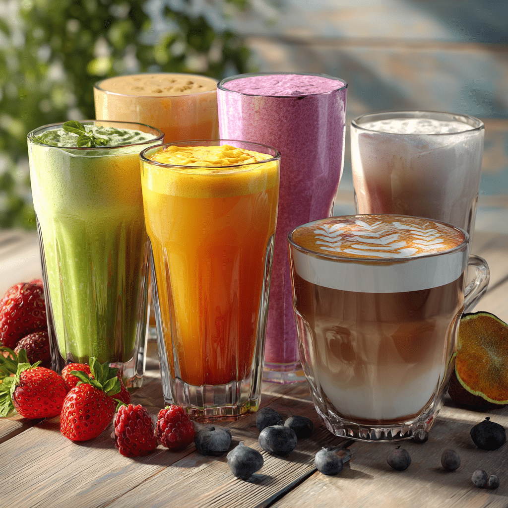 Refreshing juice, smoothies, and coffee drinks