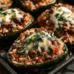 Beef and Rice Stuffed Poblano Peppers
