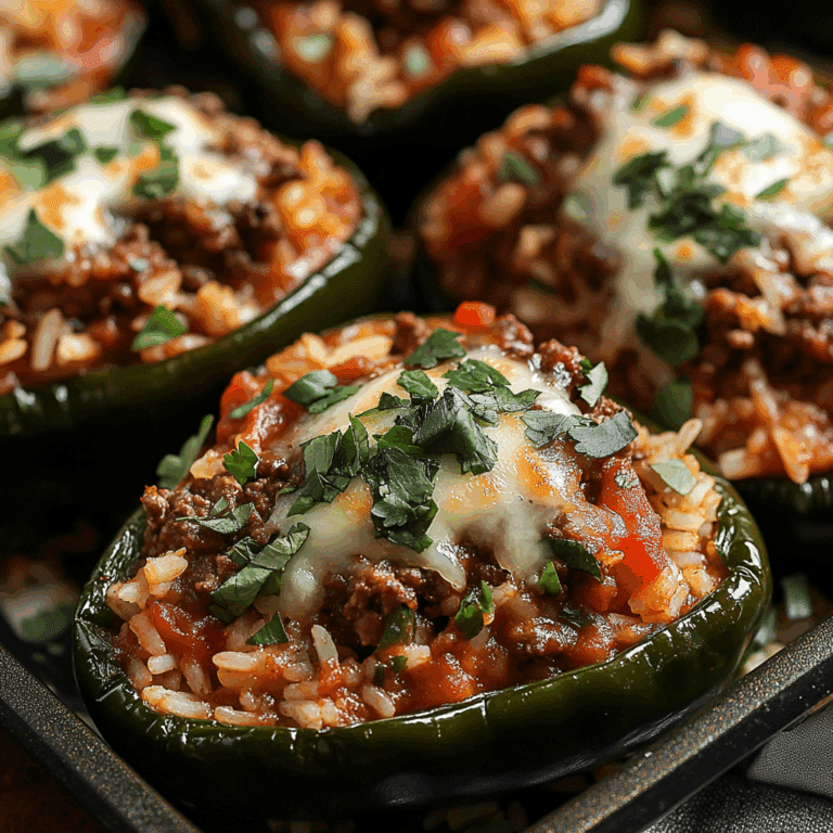 Beef and Rice Stuffed Poblano Peppers