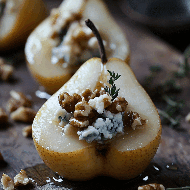 Blue Cheese Stuffed Pears with Honey and Walnuts