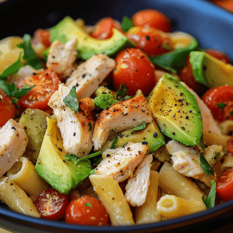 Chicken Pasta Salad with Avocado and Tomatoes