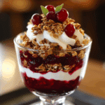 Cranberry Sauce Parfait with Yogurt and Granola