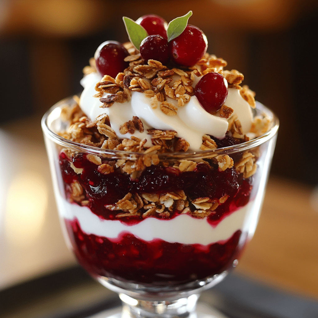 Cranberry Sauce Parfait with Yogurt and Granola
