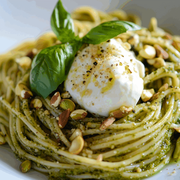 Creamy Pistachio Pesto Pasta with Burrata Cheese