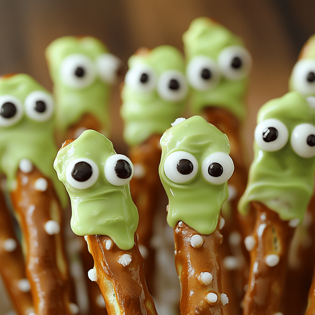 Fun Green Pretzel Sticks with White Chocolate