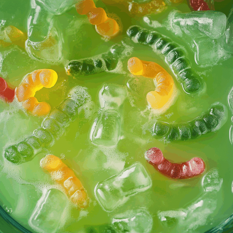 Green Party Punch with Gummy Worms