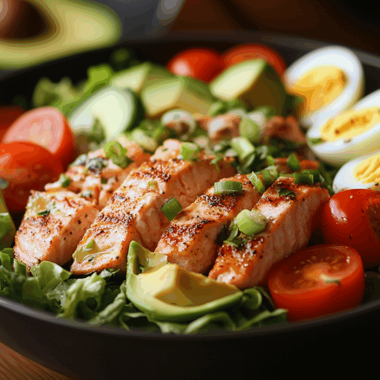 Grilled Salmon Cobb Salad with Mustard Vinaigrette