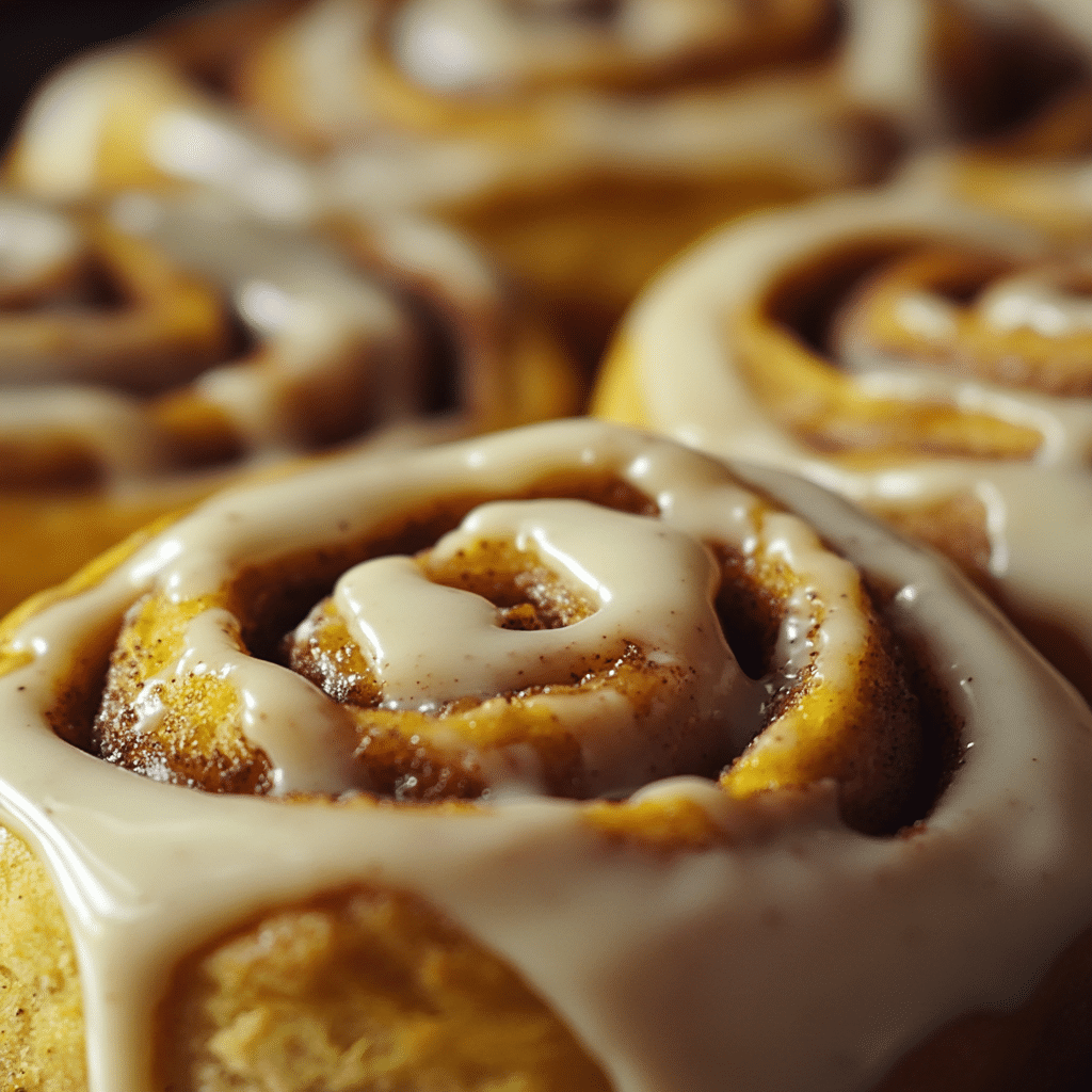 Pumpkin Cinnamon Rolls with Maple Cream Cheese Frosting