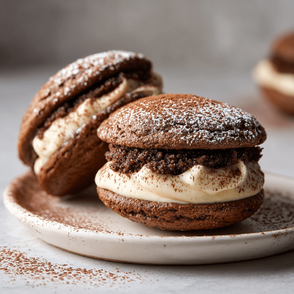 Tiramisu Whoopie Pies with Mascarpone Coffee Filling
