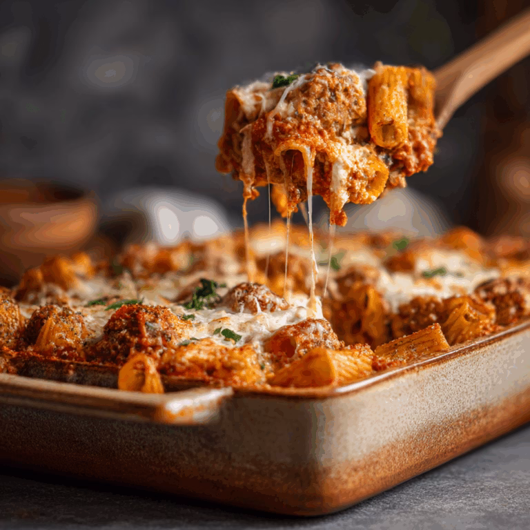 Baked Rigatoni with Turkey Sausage and Mozzarella