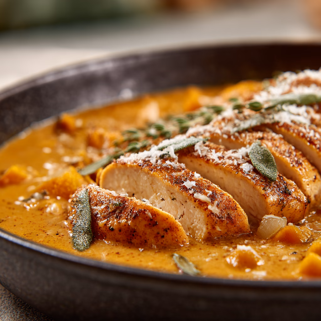 Pumpkin Parmesan Chicken Skillet