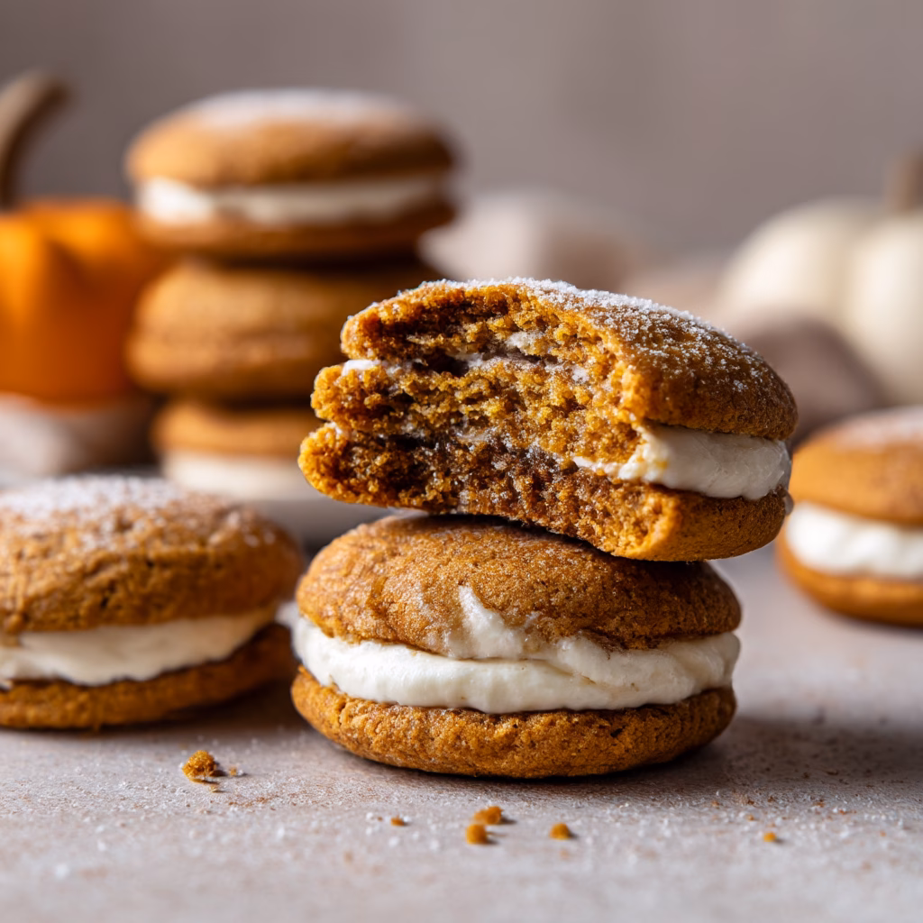 Pumpkin Pie Cookies with Cream Cheese Filling