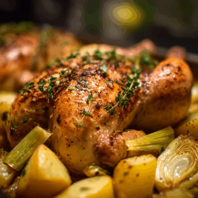 Roast Chicken with Potatoes and Leeks