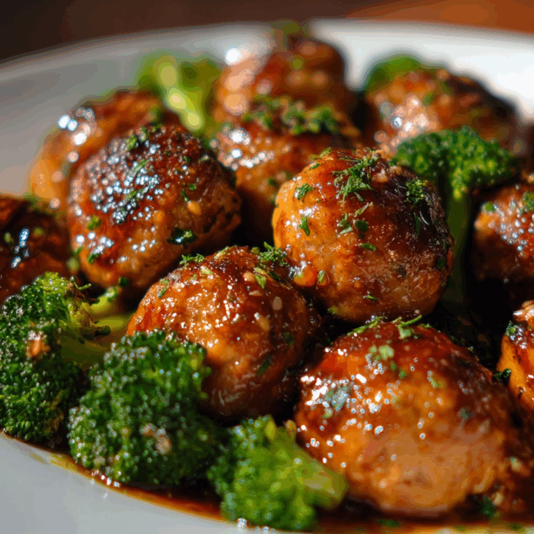 Teriyaki Chicken Meatballs with Broccoli